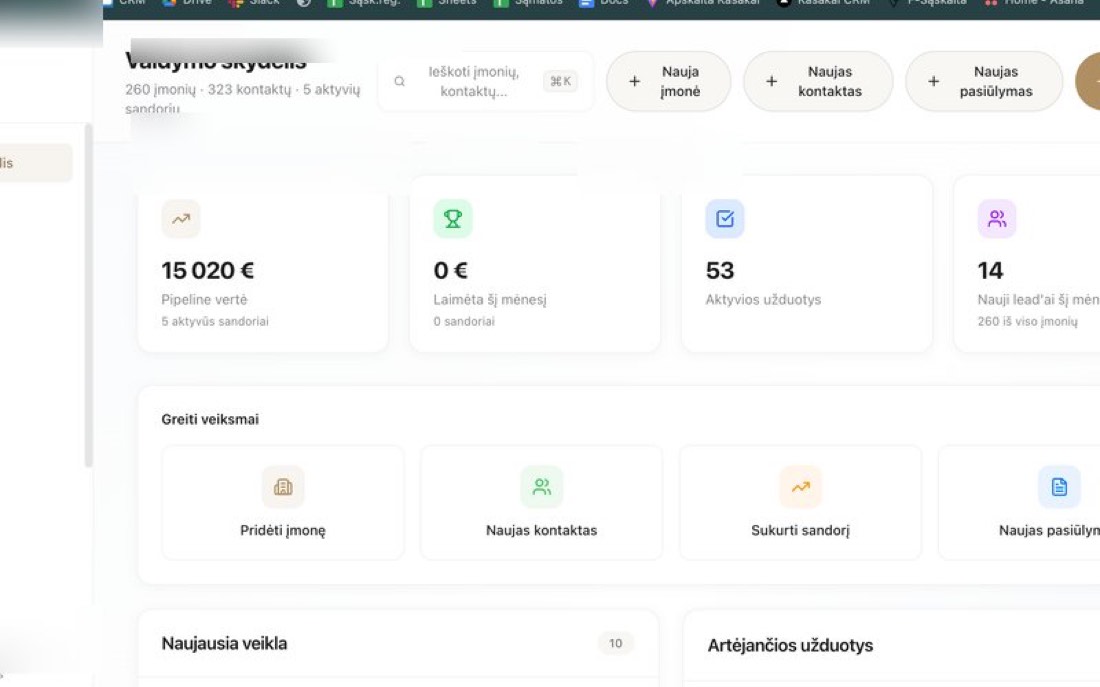 CRM — Internetinė programa · pardavimai