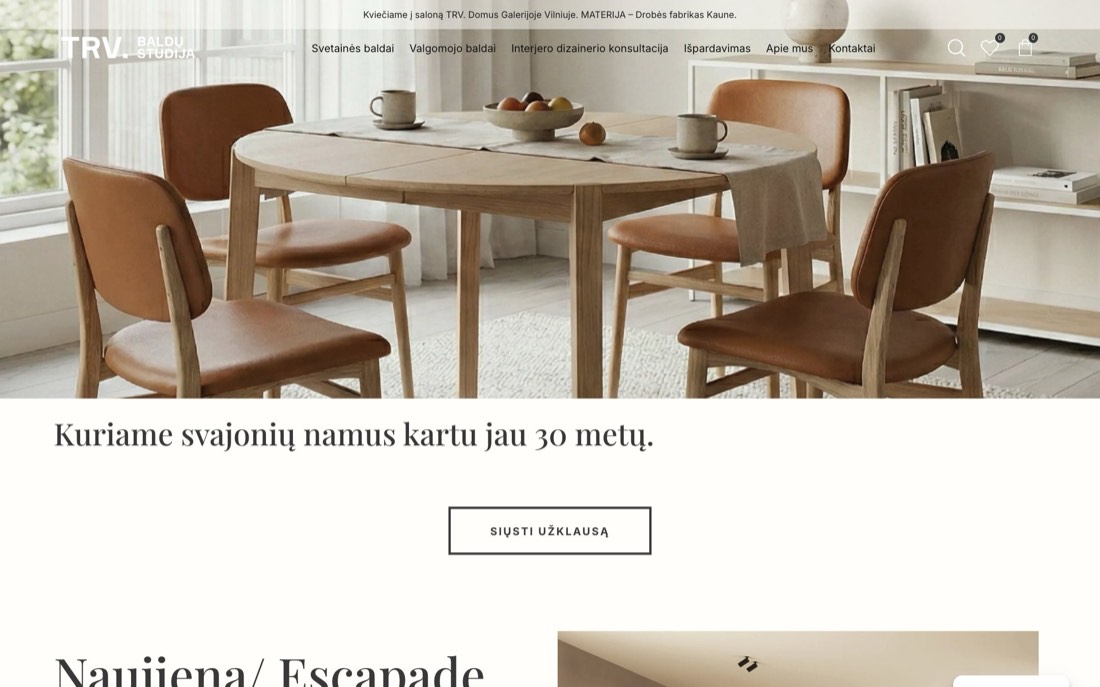 TRV Baldai — WordPress · WooCommerce